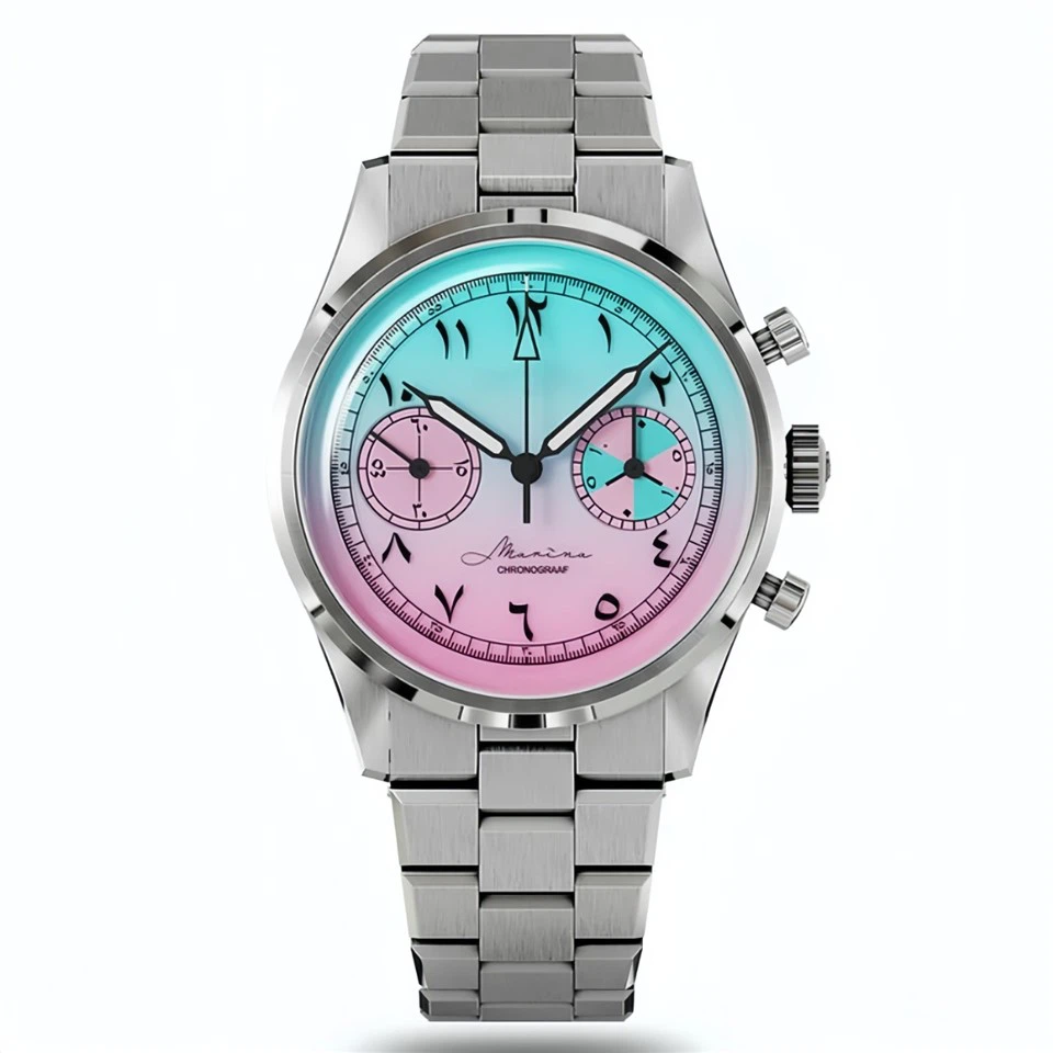 Custom Multi - Fungsi Chronograph Mechanical Watch With Arab Numerals Dial