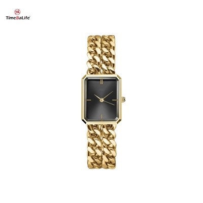Rantaian Double Black Gold Steel Quartz Ladies Luxury Watch